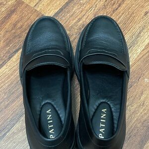 Women's Chunky Black Leather Loafers from Portland Leather.